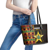 Ghana 1957 Leather Tote Bag Independence Anniversary Kente Pattern