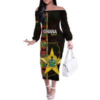 Ghana 1957 Off The Shoulder Long Sleeve Dress Independence Anniversary Kente Pattern