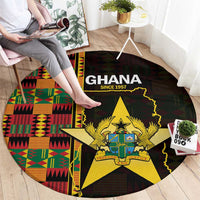 Ghana 1957 Round Carpet Independence Anniversary Kente Pattern