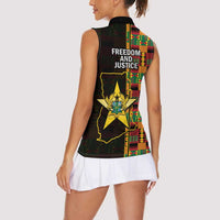 Ghana 1957 Women Sleeveless Polo Shirt Independence Anniversary Kente Pattern