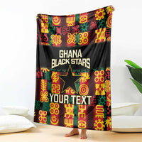 Custom Ghana Football Blanket 2025 Go Black Stars Adinkra pattern