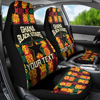 Custom Ghana Football Car Seat Cover 2025 Go Black Stars Adinkra pattern