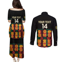Custom Ghana Football Couples Matching Puletasi and Long Sleeve Button Shirt 2025 Go Black Stars Adinkra pattern