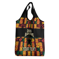 Custom Ghana Football Grocery Bag 2025 Go Black Stars Adinkra pattern