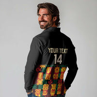 Custom Ghana Football Long Sleeve Polo Shirt 2025 Go Black Stars Adinkra pattern