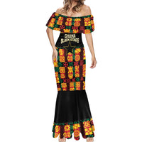 Custom Ghana Football Mermaid Dress 2025 Go Black Stars Adinkra pattern