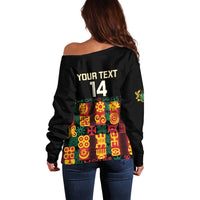 Custom Ghana Football Off Shoulder Sweater 2025 Go Black Stars Adinkra pattern