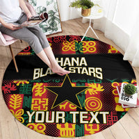 Custom Ghana Football Round Carpet 2025 Go Black Stars Adinkra pattern