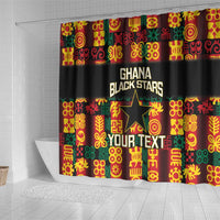 Custom Ghana Football Shower Curtain 2025 Go Black Stars Adinkra pattern