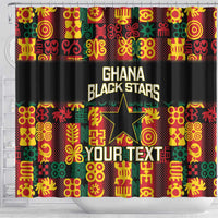 Custom Ghana Football Shower Curtain 2025 Go Black Stars Adinkra pattern