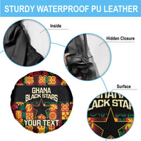 Custom Ghana Football Spare Tire Cover 2025 Go Black Stars Adinkra pattern