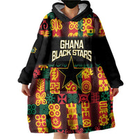 Custom Ghana Football Wearable Blanket Hoodie 2025 Go Black Stars Adinkra pattern