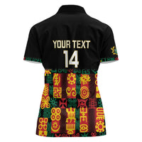 Custom Ghana Football Women Polo Shirt 2025 Go Black Stars Adinkra pattern
