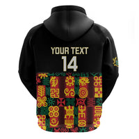 Custom Ghana Football Zip Hoodie 2025 Go Black Stars Adinkra pattern