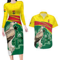 Custom Ghana Cricket Couples Matching Long Sleeve Bodycon Dress and Hawaiian Shirt Go Ghanaian Tawny Eagle