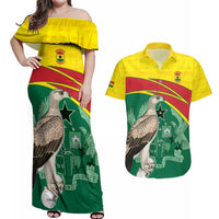 Custom Ghana Cricket Couples Matching Off Shoulder Maxi Dress and Hawaiian Shirt Go Ghanaian Tawny Eagle