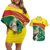 Custom Ghana Cricket Couples Matching Off Shoulder Short Dress and Hawaiian Shirt Go Ghanaian Tawny Eagle