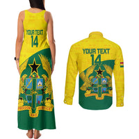 Custom Ghana Cricket Couples Matching Tank Maxi Dress and Long Sleeve Button Shirt Go Ghanaian Tawny Eagle