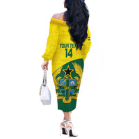 Custom Ghana Cricket Off The Shoulder Long Sleeve Dress Go Ghanaian Tawny Eagle