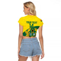 Custom Ghana Cricket Raglan Cropped T Shirt Go Ghanaian Tawny Eagle