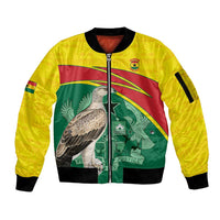 Custom Ghana Cricket Sleeve Zip Bomber Jacket Go Ghanaian Tawny Eagle