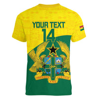 Custom Ghana Cricket Women V-Neck T-Shirt Go Ghanaian Tawny Eagle