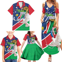 Namibia 1990 Family Matching Summer Maxi Dress and Hawaiian Shirt Independence Anniversary African Pattern