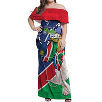 Namibia 1990 Off Shoulder Maxi Dress Independence Anniversary African Pattern