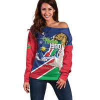 Namibia 1990 Off Shoulder Sweater Independence Anniversary African Pattern