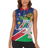Namibia 1990 Women Sleeveless Polo Shirt Independence Anniversary African Pattern