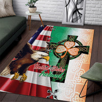 United States And Ireland Area Rug USA Eagle With Irish Celtic Cross - Wonder Print Shop