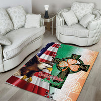 United States And Ireland Area Rug USA Eagle With Irish Celtic Cross - Wonder Print Shop