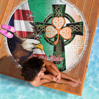 United States And Ireland Beach Blanket USA Eagle With Irish Celtic Cross - Wonder Print Shop