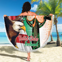 United States And Ireland Beach Blanket USA Eagle With Irish Celtic Cross - Wonder Print Shop