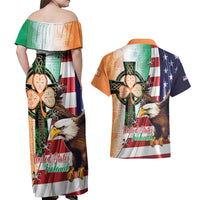 United States And Ireland Couples Matching Off Shoulder Maxi Dress and Hawaiian Shirt USA Eagle With Irish Celtic Cross - Wonder Print Shop