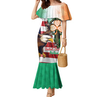 United States And Ireland Family Matching Mermaid Dress and Hawaiian Shirt USA Eagle With Irish Celtic Cross - Wonder Print Shop