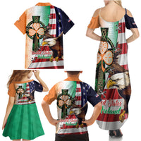 United States And Ireland Family Matching Summer Maxi Dress and Hawaiian Shirt USA Eagle With Irish Celtic Cross - Wonder Print Shop