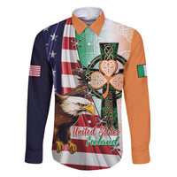 United States And Ireland Family Matching Tank Maxi Dress and Hawaiian Shirt USA Eagle With Irish Celtic Cross - Wonder Print Shop