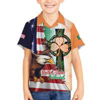 United States And Ireland Family Matching Tank Maxi Dress and Hawaiian Shirt USA Eagle With Irish Celtic Cross - Wonder Print Shop