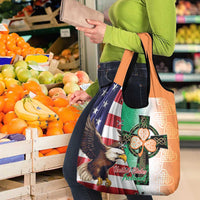 United States And Ireland Grocery Bag USA Eagle With Irish Celtic Cross