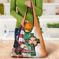 United States And Ireland Grocery Bag USA Eagle With Irish Celtic Cross