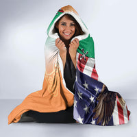 United States And Ireland Hooded Blanket USA Eagle With Irish Celtic Cross