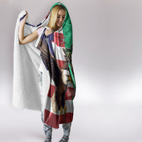 United States And Ireland Hooded Blanket USA Eagle With Irish Celtic Cross