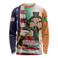 United States And Ireland Long Sleeve Shirt USA Eagle With Irish Celtic Cross - Wonder Print Shop