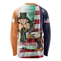 United States And Ireland Long Sleeve Shirt USA Eagle With Irish Celtic Cross - Wonder Print Shop