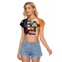 United States And Ireland Raglan Cropped T Shirt USA Eagle With Irish Celtic Cross - Wonder Print Shop