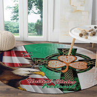 United States And Ireland Round Carpet USA Eagle With Irish Celtic Cross