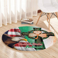 United States And Ireland Round Carpet USA Eagle With Irish Celtic Cross