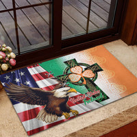 United States And Ireland Rubber Doormat USA Eagle With Irish Celtic Cross - Wonder Print Shop