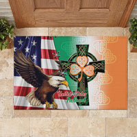 United States And Ireland Rubber Doormat USA Eagle With Irish Celtic Cross - Wonder Print Shop